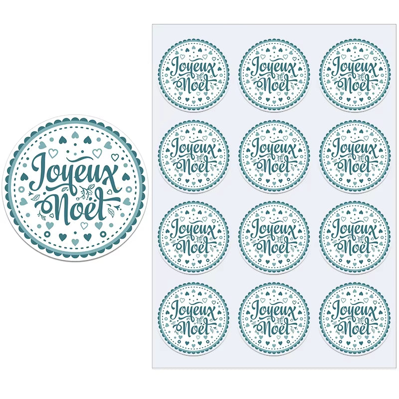 Merry Christmas French Joyeux Noel Gift Sealing Stickers Self-Adhesive Stickers New Year Xmas Christmas Party Decor Labels