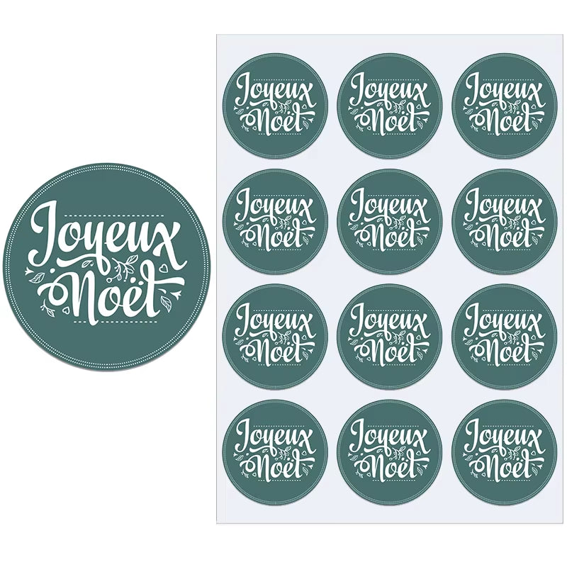 Merry Christmas French Joyeux Noel Gift Sealing Stickers Self-Adhesive Stickers New Year Xmas Christmas Party Decor Labels