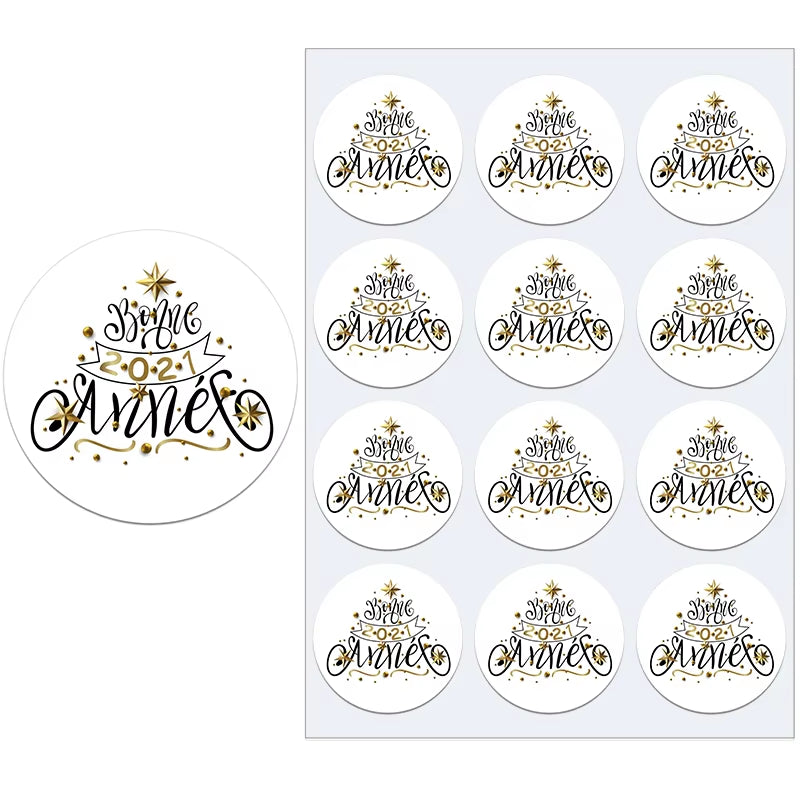 Merry Christmas French Joyeux Noel Gift Sealing Stickers Self-Adhesive Stickers New Year Xmas Christmas Party Decor Labels