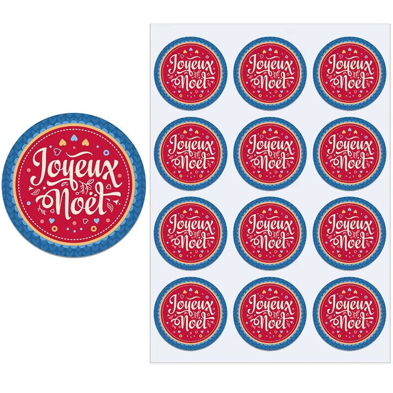 Merry Christmas French Joyeux Noel Gift Sealing Stickers Self-Adhesive Stickers New Year Xmas Christmas Party Decor Labels