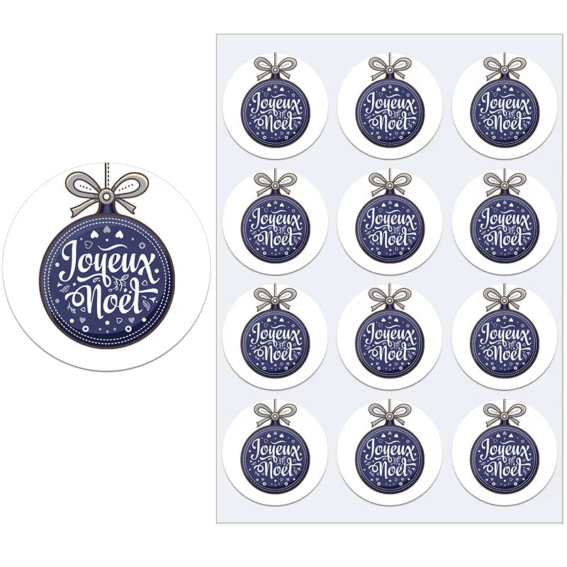 Merry Christmas French Joyeux Noel Gift Sealing Stickers Self-Adhesive Stickers New Year Xmas Christmas Party Decor Labels