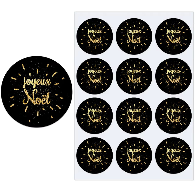 Merry Christmas French Joyeux Noel Gift Sealing Stickers Self-Adhesive Stickers New Year Xmas Christmas Party Decor Labels