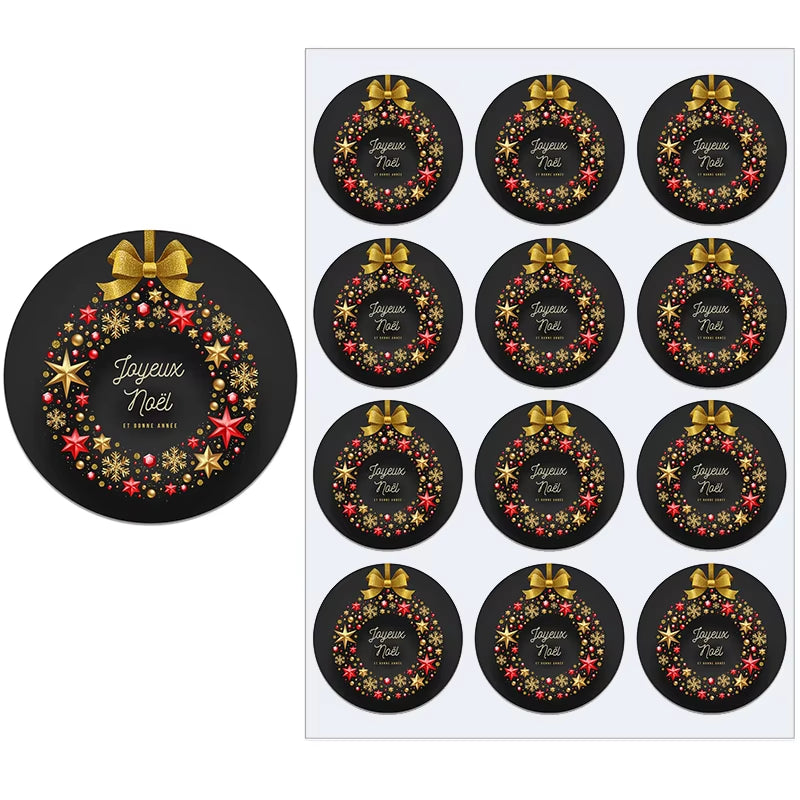 Merry Christmas French Joyeux Noel Gift Sealing Stickers Self-Adhesive Stickers New Year Xmas Christmas Party Decor Labels