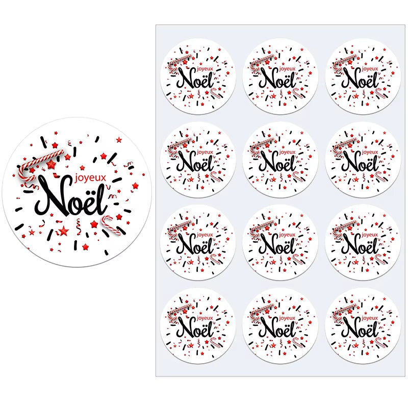 Merry Christmas French Joyeux Noel Gift Sealing Stickers Self-Adhesive Stickers New Year Xmas Christmas Party Decor Labels