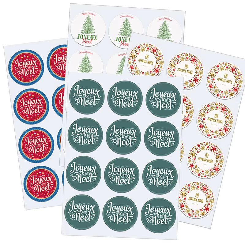 Merry Christmas French Joyeux Noel Gift Sealing Stickers Self-Adhesive Stickers New Year Xmas Christmas Party Decor Labels