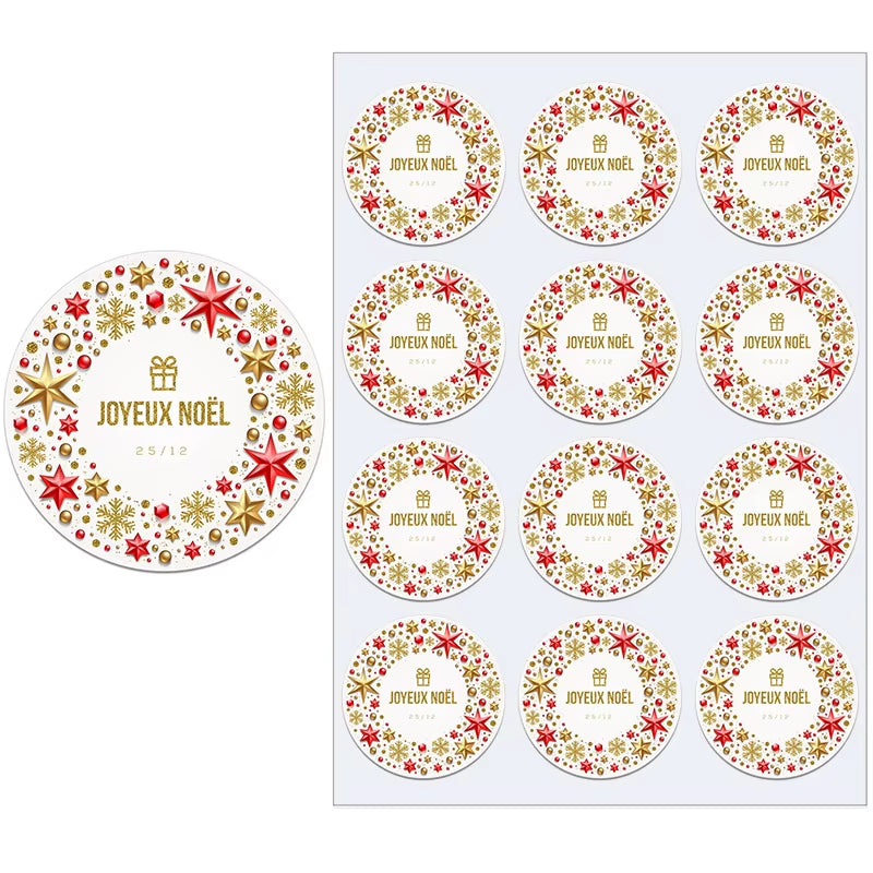Merry Christmas French Joyeux Noel Gift Sealing Stickers Self-Adhesive Stickers New Year Xmas Christmas Party Decor Labels