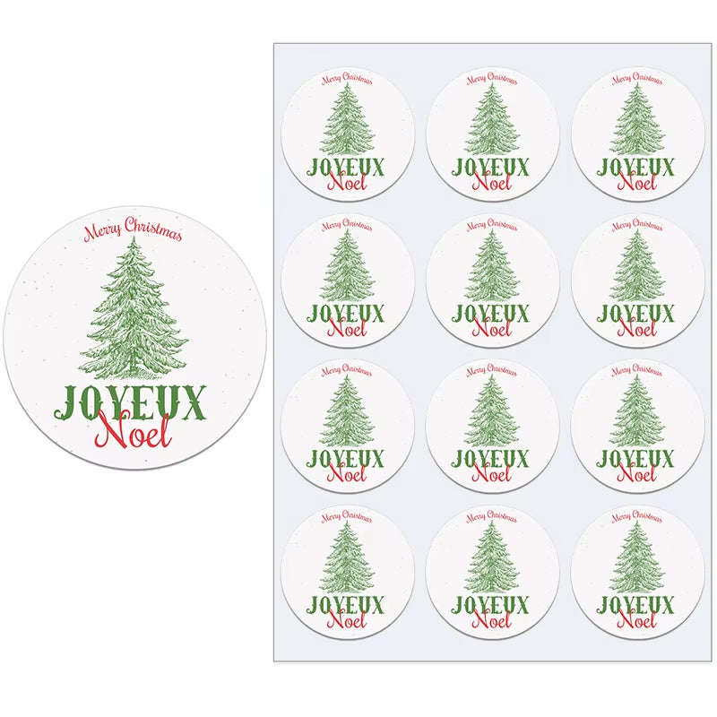 Merry Christmas French Joyeux Noel Gift Sealing Stickers Self-Adhesive Stickers New Year Xmas Christmas Party Decor Labels