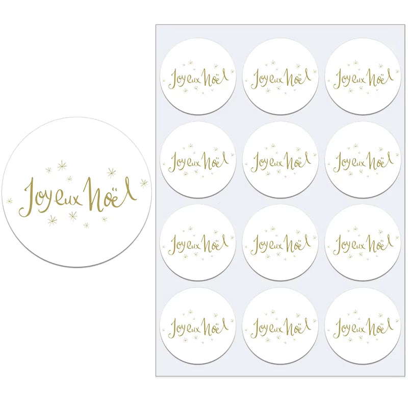 Merry Christmas French Joyeux Noel Gift Sealing Stickers Self-Adhesive Stickers New Year Xmas Christmas Party Decor Labels