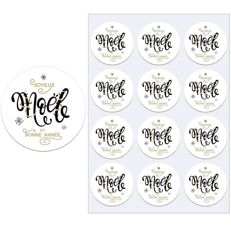 Merry Christmas French Joyeux Noel Gift Sealing Stickers Self-Adhesive Stickers New Year Xmas Christmas Party Decor Labels