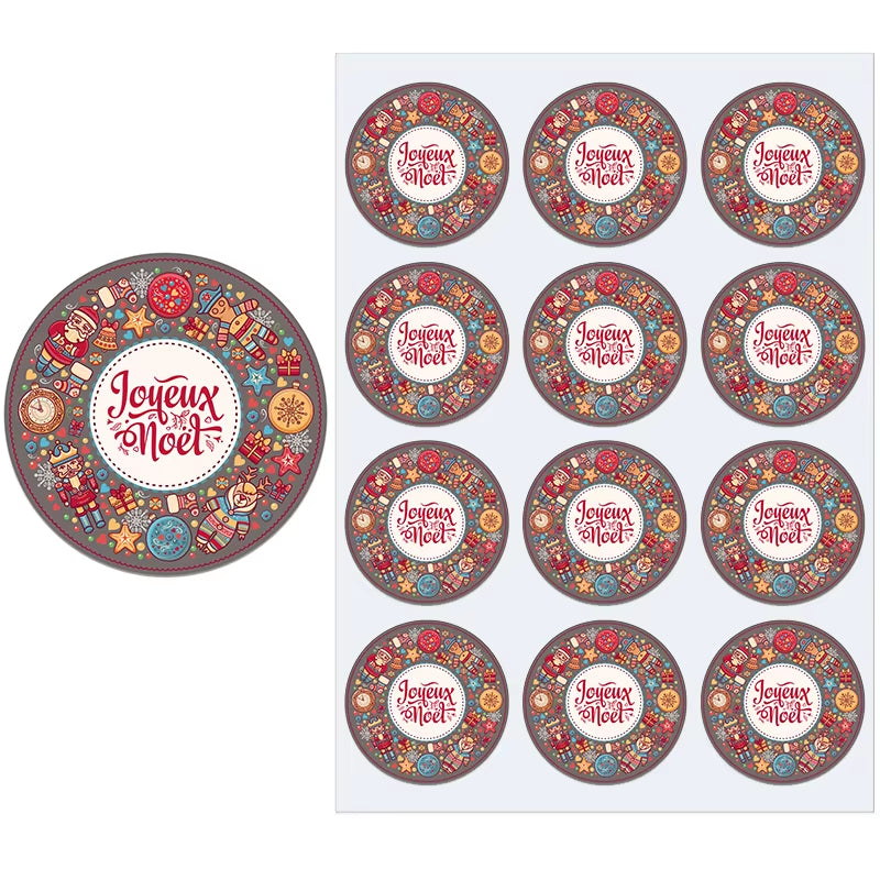 Merry Christmas French Joyeux Noel Gift Sealing Stickers Self-Adhesive Stickers New Year Xmas Christmas Party Decor Labels