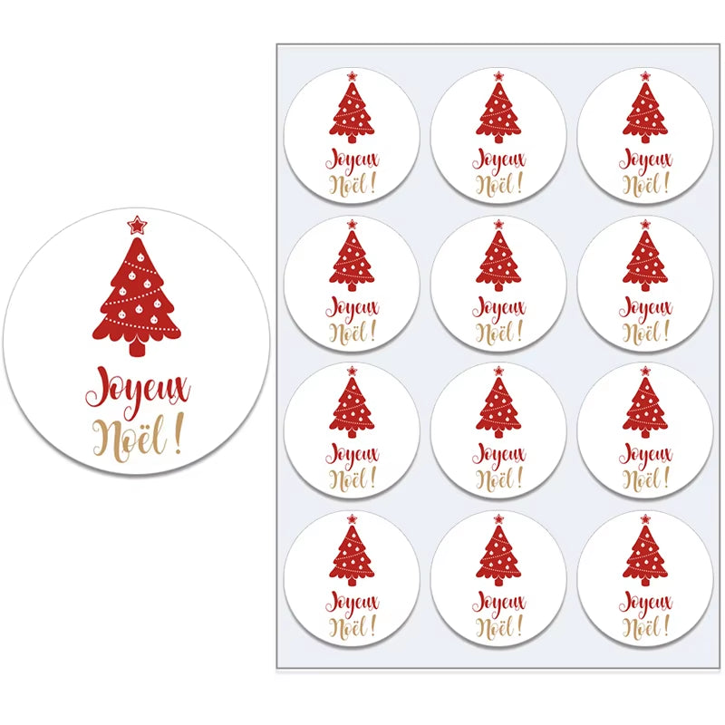 Merry Christmas French Joyeux Noel Gift Sealing Stickers Self-Adhesive Stickers New Year Xmas Christmas Party Decor Labels